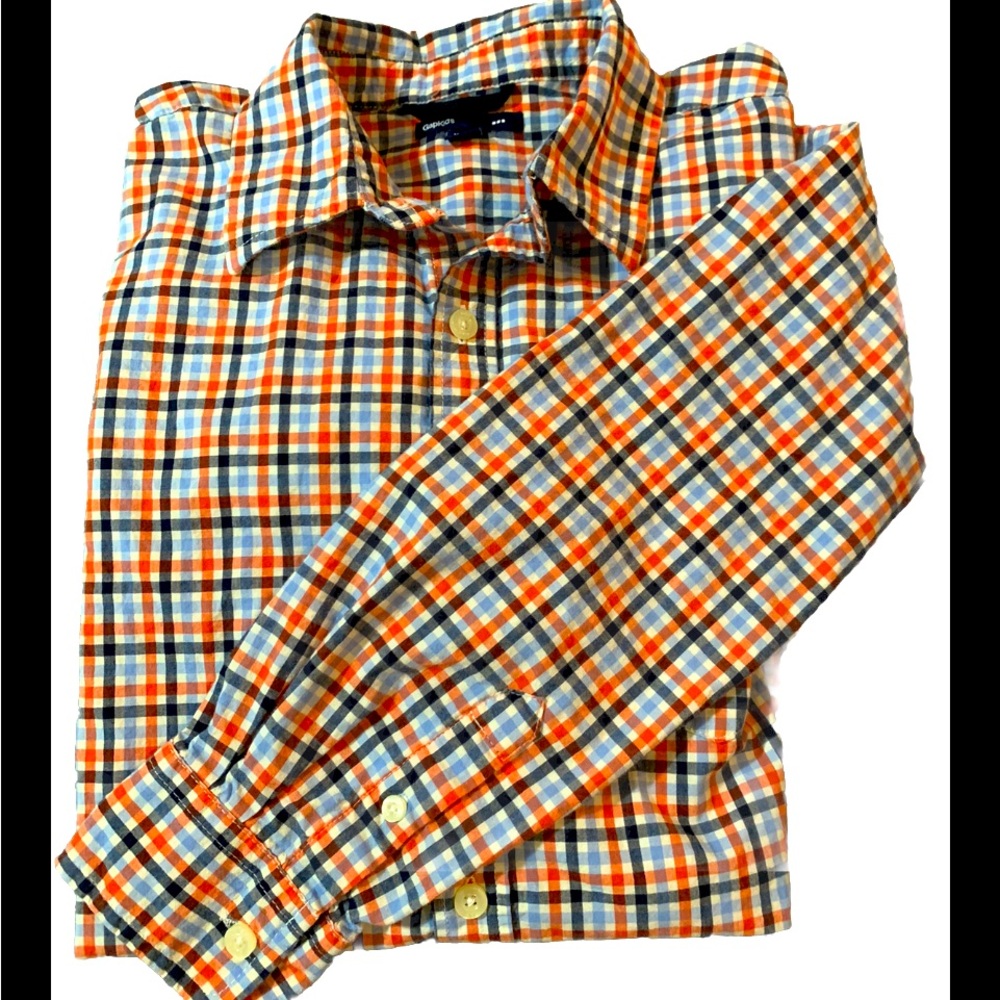 Gap Kids Boys Button Down Shirt Navy, Red, White Long Sleeve XXL
